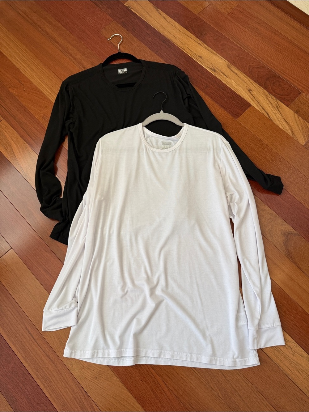 32 Degrees Men's Long Sleeve Crewneck Tops - Black & White